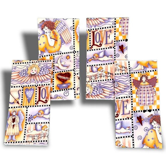Home Dining Cloth Napkins Set (4) Messages From Angels Pattern Super Colorful - Picture 7 of 8
